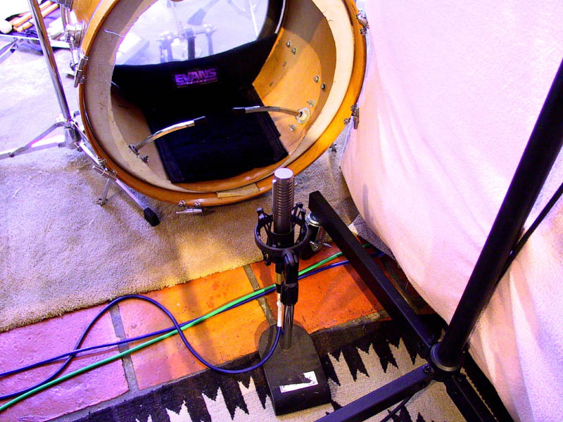 Ribbon mic set a little further back from the kick drum for a jazz sound